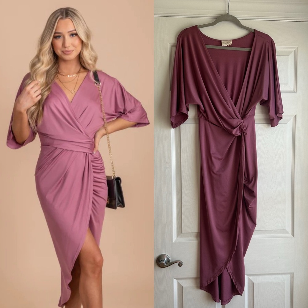 Elegant Mauve Wrap Dress